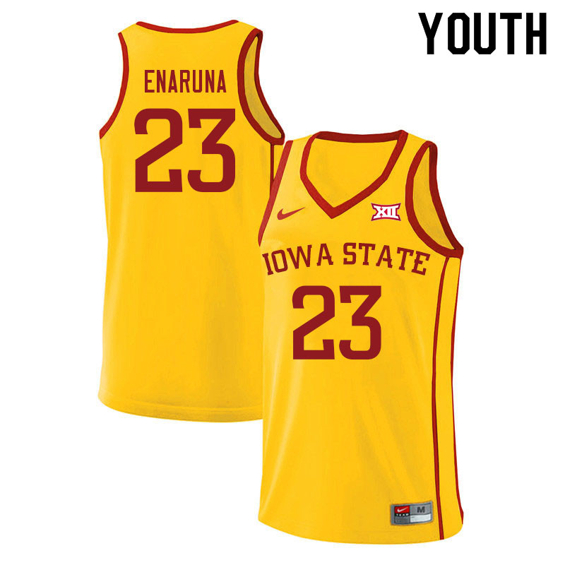 Youth #23 Tristan Enaruna Iowa State Cyclones College Basketball Jerseys Sale-Yellow - Click Image to Close